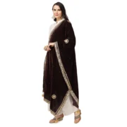 Women's Velvet Gotta Patti Dupatta (Brown, Length: 2.25 to 2.50 Mtr) - Image 5