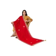Women's Velvet Gotta Patti Dupatta (Pink, Length: 2.25 to 2.50 Mtr) - Image 2