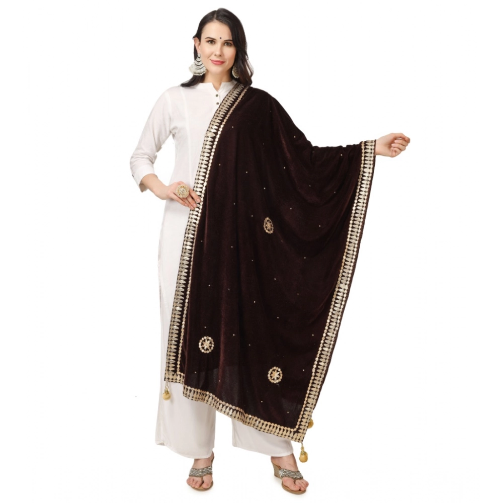 53510451999_643ca5f82e_o_d-1000x1000-1.webp Women's Velvet Gotta Patti Dupatta (Brown, Length: 2.25 to 2.50 Mtr) - Image 1