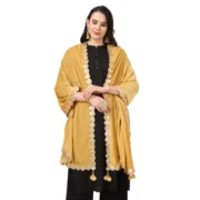 Women's Velvet Gotta Patti Dupatta (Yellow, Length: 2.25 to 2.50 Mtr) - Image 3