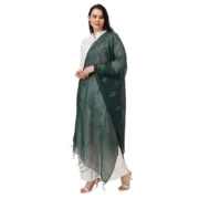 Women's Cotton Embroidered Dupatta (Green, Length: 2.25 to 2.50 Mtr) - Image 5