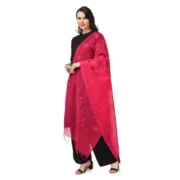 Women's Cotton Embroidered Dupatta (Maroon, Length: 2.25 to 2.50 Mtr) - Image 5