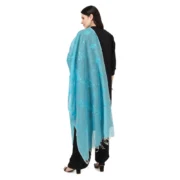 Women's Cotton Embroidered Dupatta (Aqua Blue, Length: 2.25 to 2.50 Mtr) - Image 3