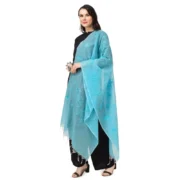 Women's Cotton Embroidered Dupatta (Aqua Blue, Length: 2.25 to 2.50 Mtr) - Image 5
