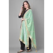 Women's Velvet Gotta Patti Dupatta (Sea Green, Length: 2.25 to 2.50 Mtr) - Image 3