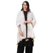 Women's Velvet Gotta Patti Dupatta (White, Length: 2.25 to 2.50 Mtr) - Image 3