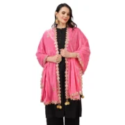 Women's Velvet Gotta Patti Dupatta (Pink, Length: 2.25 to 2.50 Mtr) - Image 3