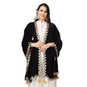 Women's Velvet Gotta Patti Dupatta (Black, Length: 2.25 to 2.50 Mtr) - Image 3