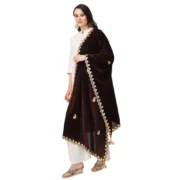 Women's Velvet Gotta Patti Dupatta (Brown, Length: 2.25 to 2.50 Mtr) - Image 5