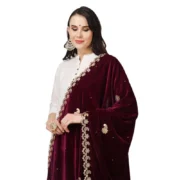 Women's Velvet Gotta Patti Dupatta (Purple, Length: 2.25 to 2.50 Mtr) - Image 4