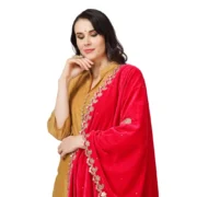 Women's Velvet Gotta Patti Dupatta (Pink, Length: 2.25 to 2.50 Mtr) - Image 4
