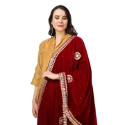Women's Velvet Gotta Patti Dupatta (Maroon, Length: 2.25 to 2.50 Mtr) - Image 4
