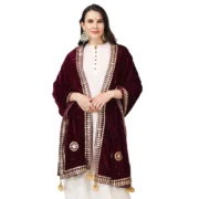 Women's Velvet Gotta Patti Dupatta (Purple, Length: 2.25 to 2.50 Mtr) - Image 3
