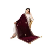 Women's Velvet Gotta Patti Dupatta (Purple, Length: 2.25 to 2.50 Mtr) - Image 2