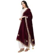 Women's Velvet Gotta Patti Dupatta (Purple, Length: 2.25 to 2.50 Mtr) - Image 5