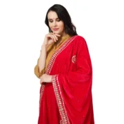 Women's Velvet Gotta Patti Dupatta (Pink, Length: 2.25 to 2.50 Mtr) - Image 4
