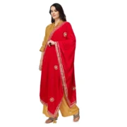 Women's Velvet Gotta Patti Dupatta (Pink, Length: 2.25 to 2.50 Mtr) - Image 5
