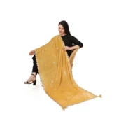 Women's Velvet Gotta Patti Dupatta (Yellow, Length: 2.25 to 2.50 Mtr) - Image 2