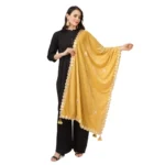 Women's Velvet Gotta Patti Dupatta (Yellow, Length: 2.25 to 2.50 Mtr)