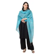 Women's Cotton Embroidered Dupatta (Aqua Blue, Length: 2.25 to 2.50 Mtr) - Image 2