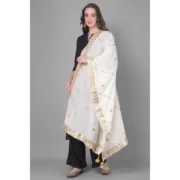 Women's Velvet Gotta Patti Dupatta (White, Length: 2.25 to 2.50 Mtr) - Image 4