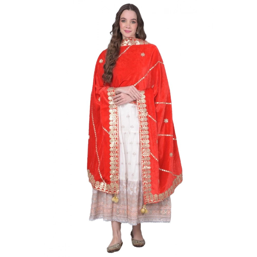 53512022946_8e726635b1_o_d-1000x1000-1.webp Women's Velvet Gotta Patti Dupatta (Red, Length: 2.25 to 2.50 Mtr) - Image 1