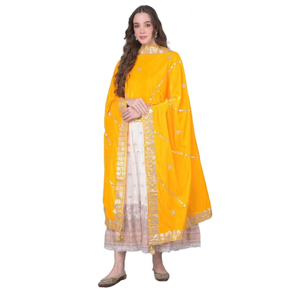 53512191478_c1abf3f882_o_d-1000x1000-1.webp Women's Velvet Gotta Patti Dupatta (Yellow, Length: 2.25 to 2.50 Mtr) - Image 1