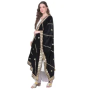 Women's Velvet Gotta Patti Dupatta (Black, Length: 2.25 to 2.50 Mtr)