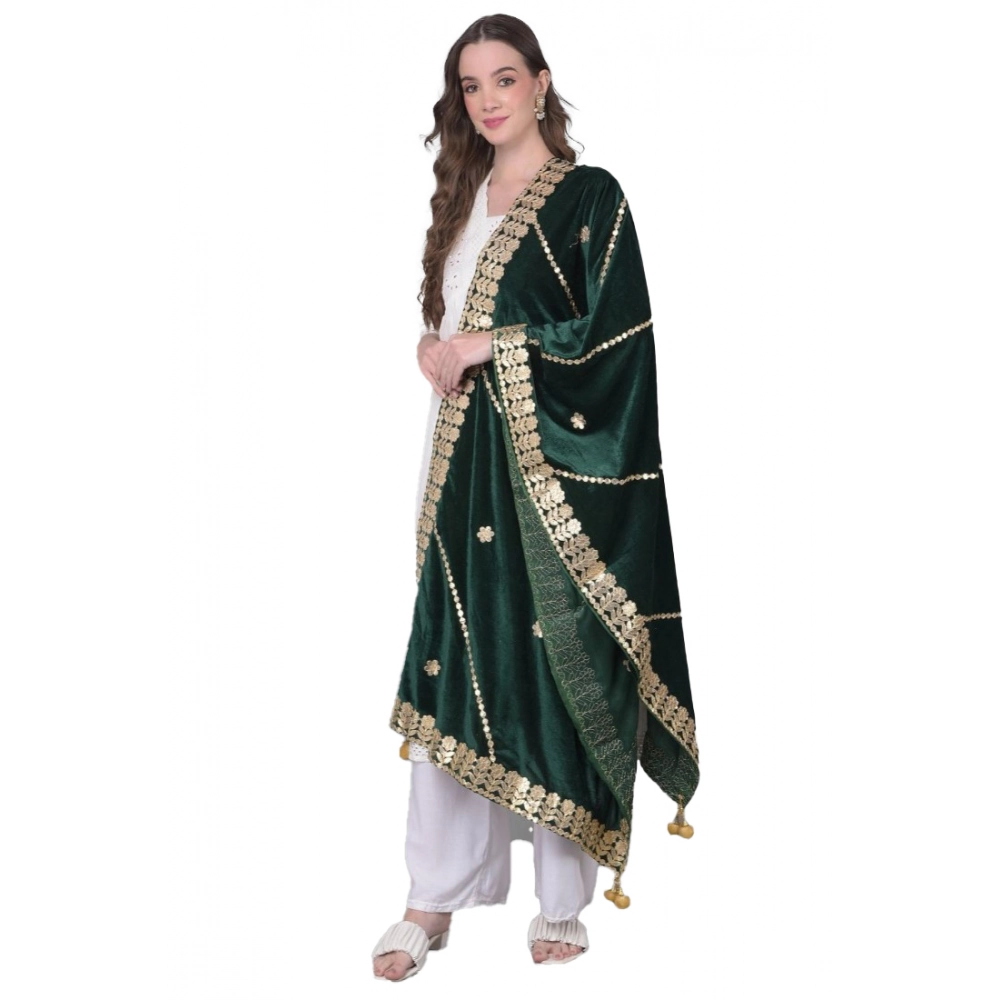 53512340629_3b03c3b29e_o_d-1000x1000-1.webp Women's Velvet Gotta Patti Dupatta (Green, Length: 2.25 to 2.50 Mtr) - Image 1