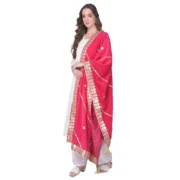 Women's Velvet Gotta Patti Dupatta (Pink, Length: 2.25 to 2.50 Mtr)