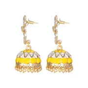 Women's Rose Gold Plated Alloy Earrings (Yellow) - Image 2