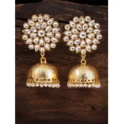 Women's Rose Gold Plated Alloy Earrings (White) - Image 2