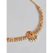 Women's Rose Gold Plated Alloy Hip Belt Kamarband (Red & Green) - Image 2