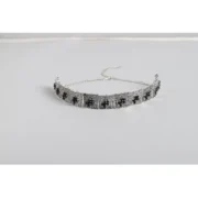 Women's Rose Gold Plated Alloy Necklace & Earings Set (Silver & Black) - Image 3