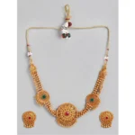 Women's Rose Gold Plated Alloy Necklace & Earings Set (Multicolor)