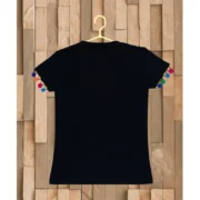 Girl's Casual Short Sleeve Printed Cotton T Shirt (Black) - Image 3