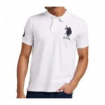 Men's Casual Half sleeve Solid Cotton Polo Neck T-shirt (White)