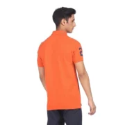 Men's Casual Half sleeve Solid Cotton Polo Neck T-shirt (Orange) - Image 3