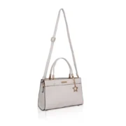 Women's Faux Leather Textured Adjustable Long Belt Handbag (White) - Image 2