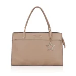 Women's Faux Leather Textured Adjustable Long Belt Handbag (Khaki)