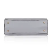 Women's Faux Leather Textured Adjustable Long Belt Handbag (Grey) - Image 3