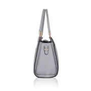 Women's Faux Leather Textured Adjustable Long Belt Handbag (Grey) - Image 4