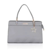 Women's Faux Leather Textured Adjustable Long Belt Handbag (Grey)