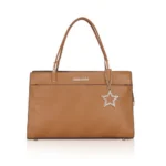 Women's Faux Leather Textured Adjustable Long Belt Handbag (Brown)