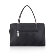 Women's Faux Leather Textured Adjustable Long Belt Handbag (Black) - Image 5