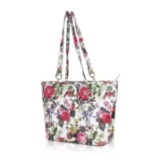 Women's Faux Leather Printed Tote Bag (White Pink) - Image 5