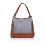 Women's Faux Leather Textured Tote Bag (Blue)