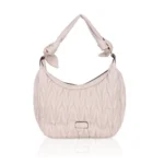 Women's Faux Leather Textured Handbag (Beige White)