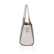 Women's Faux Leather Textured Adjustable Long Belt Handbag (White) - Image 5