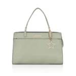 Women's Faux Leather Textured Adjustable Long Belt Handbag (Green)